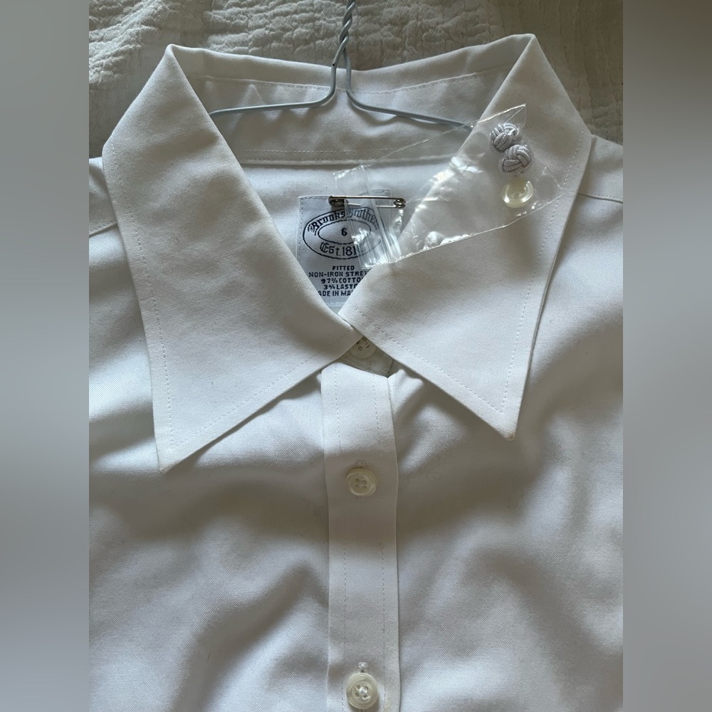 Brooks Brothers fitted white button down shirt with French cuffs